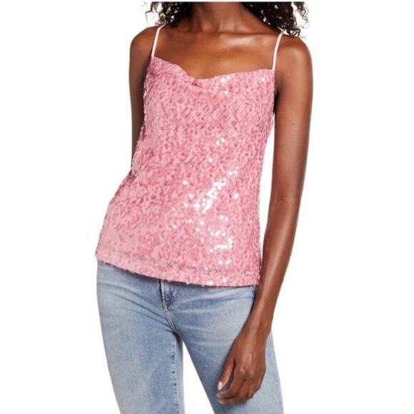 WAYF Megan Tank Sequin Cowl Neckline Sz M Date Night Party Festival Y2K Fairy - Picture 2 of 10